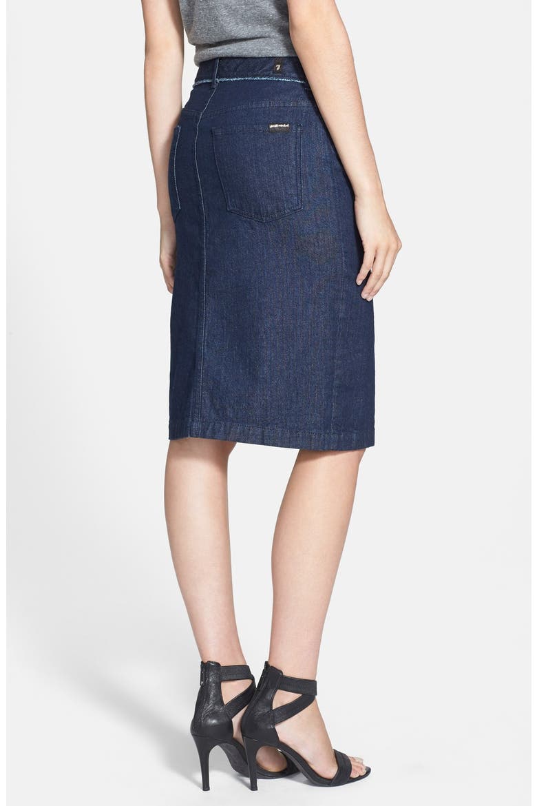 7 For All Mankind® Raw Edge Pencil Skirt, Alternate, color, RAW EDGE DENIM