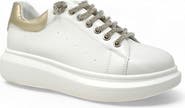 CHASE AND CHLOE Rhinestone Faux Leather Platform Sneaker