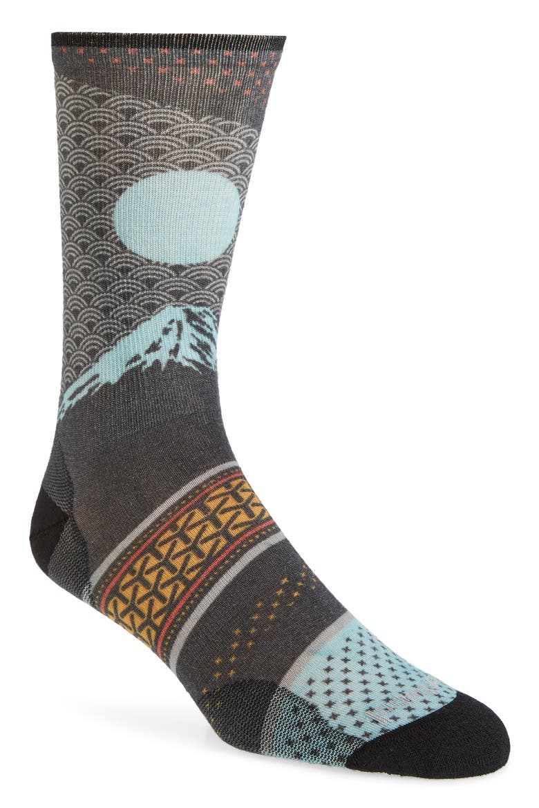 Curated Mt. Fuji Crew Socks, Main, color, GREY MULTI