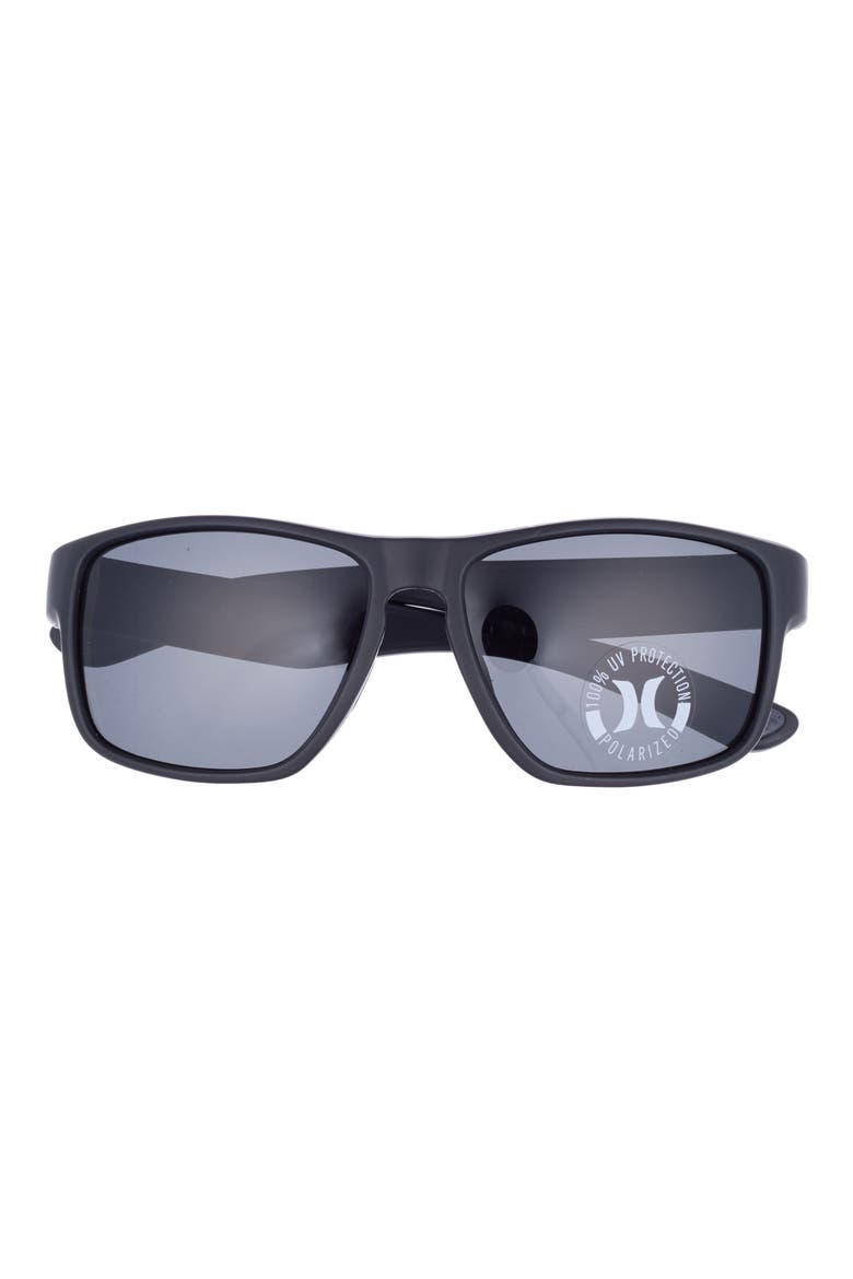 58mm Polarized Square Sunglasses, Main, color, RUBBERIZED BLACK