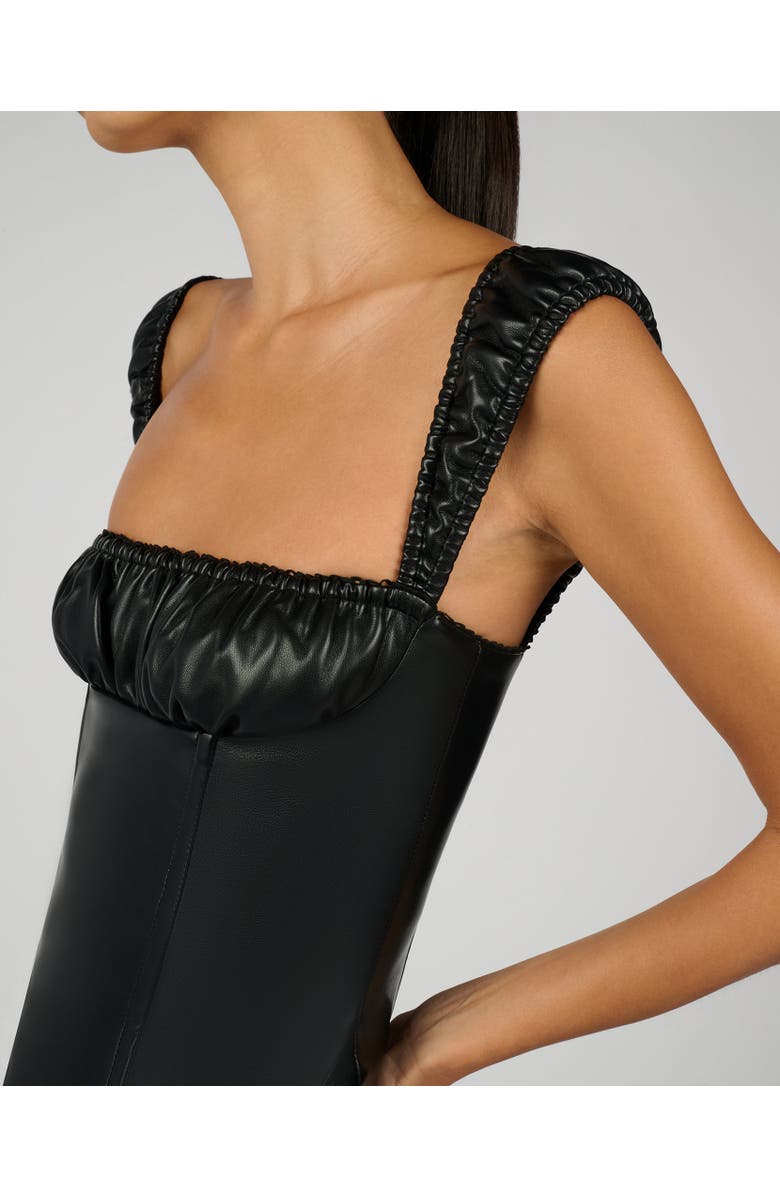 WeWoreWhat Wide Strap Ruched Cup Corset, Alternate, color, Black