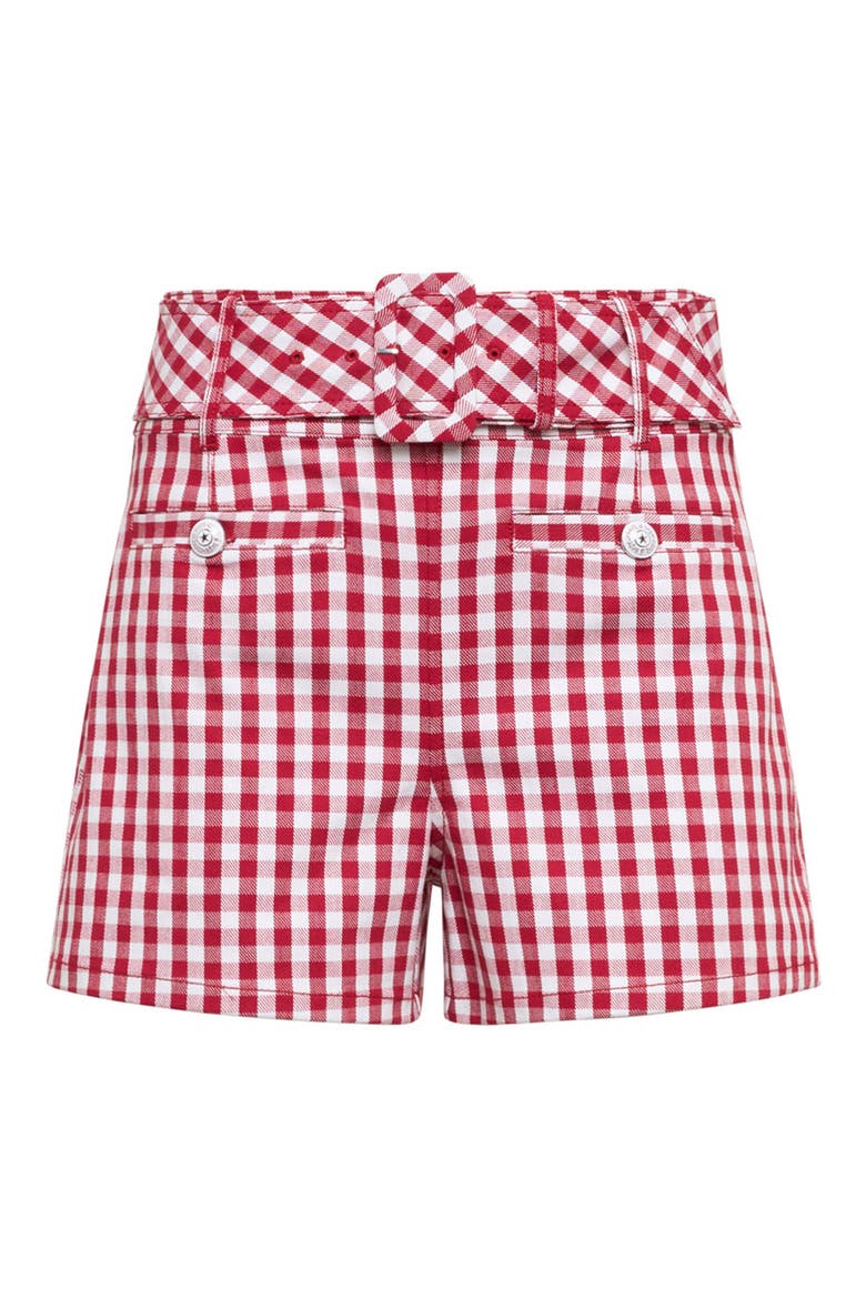 Belted Gingham Shorts, Alternate, color, CHILI PEPPER/ WHITE