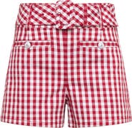 Cinq à Sept Belted Gingham Shorts