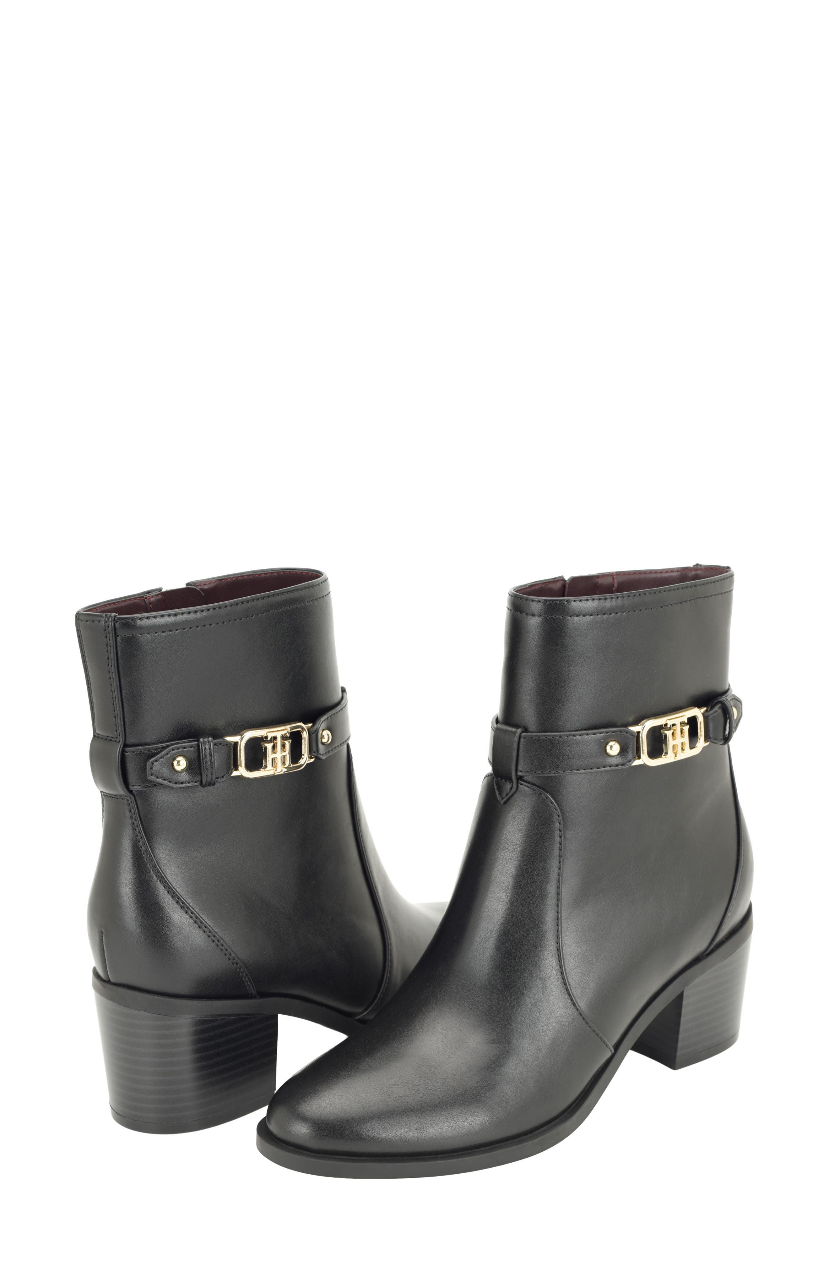 Cranson Faux Leather Bootie, Alternate, color, BLACK