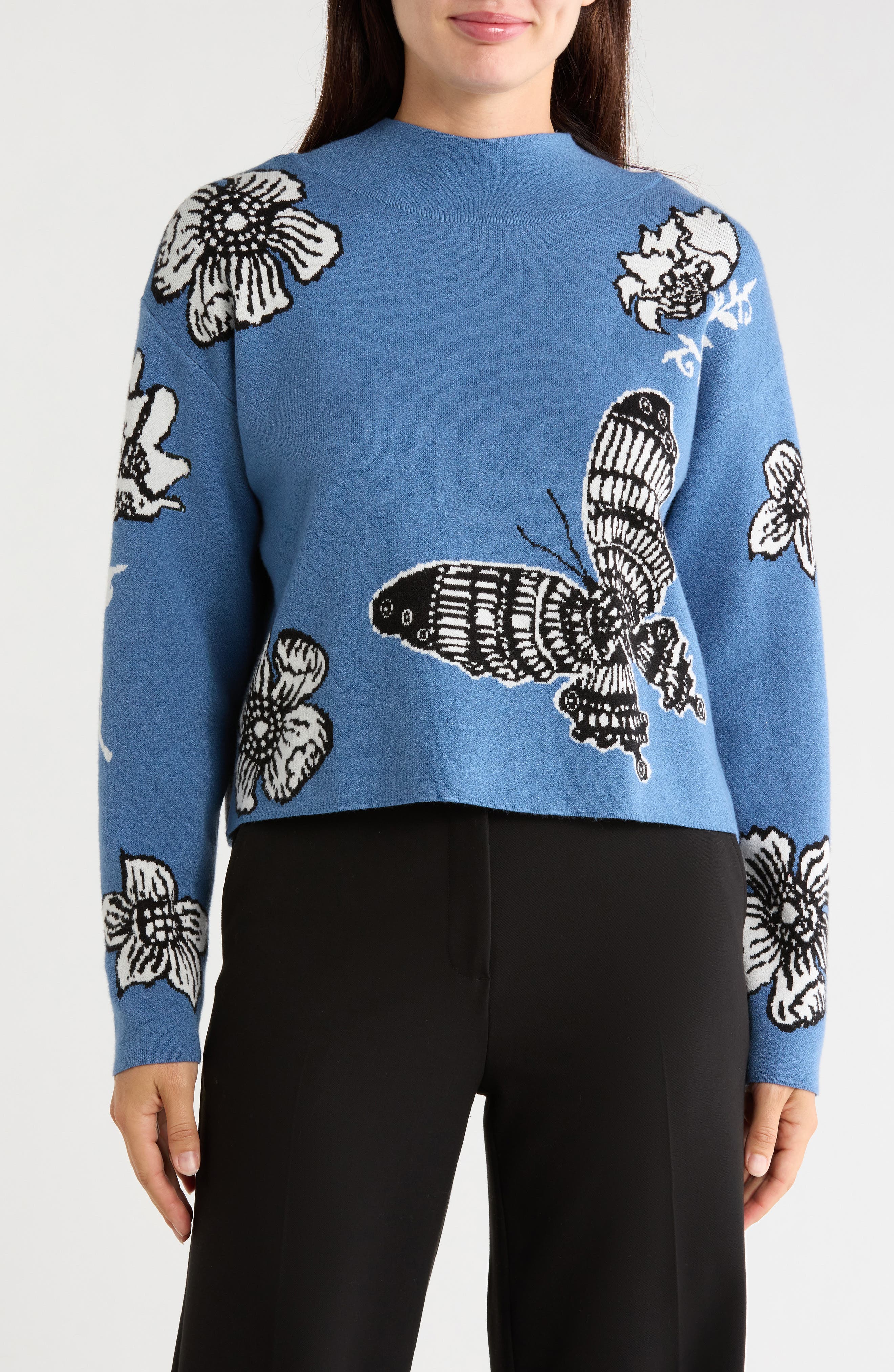 Mock Neck Jacquard Sweater