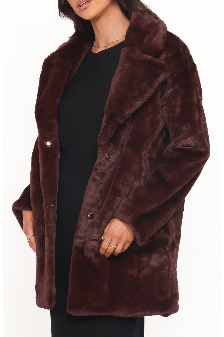 Meeka Faux Fur Jacket, Alternate, color, BURGUNDY