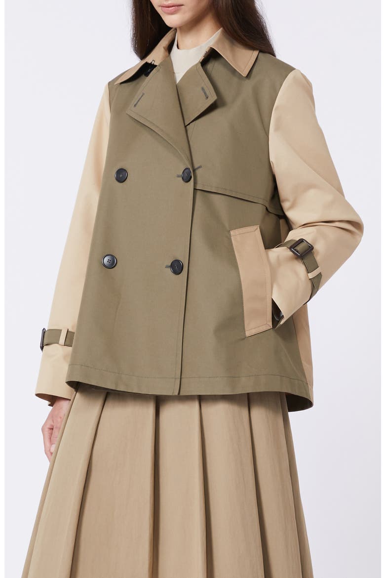 Biglia Colorblock Cotton Blend Trench Coat, Alternate, color, MUD