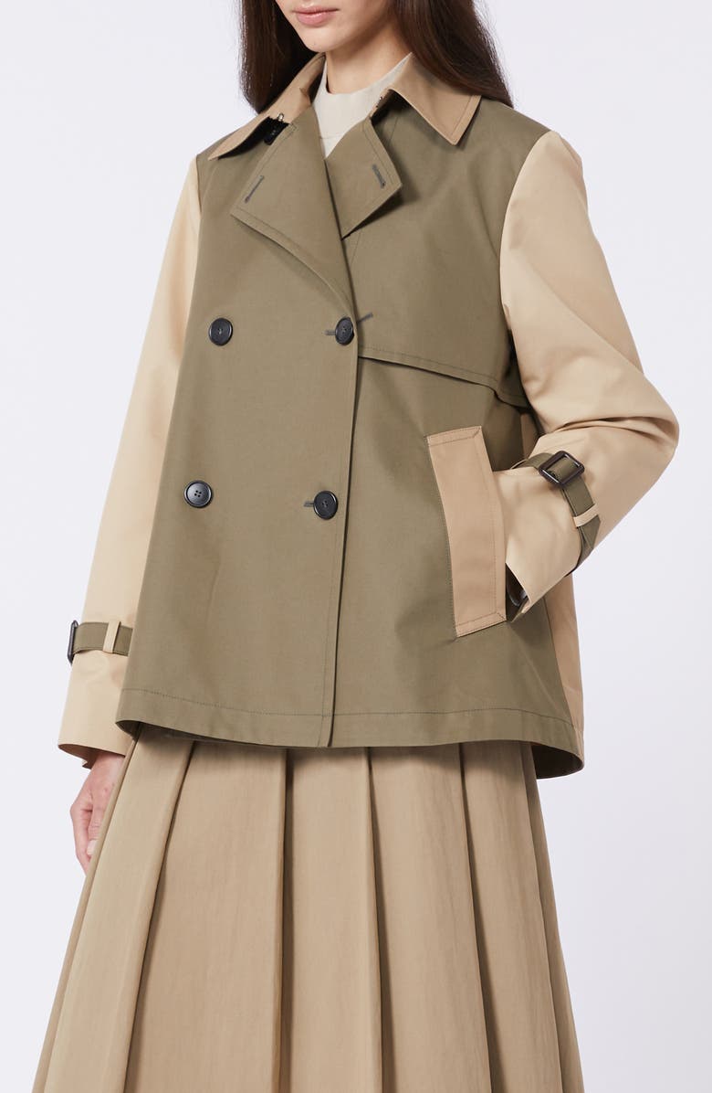 Weekend Max Mara Biglia Colorblock Cotton Blend Trench Coat, Alternate, color, Mud