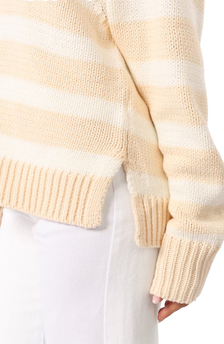 Petal & Pup Shea Stripe Johnny Collar Sweater, Alternate, color, Cream