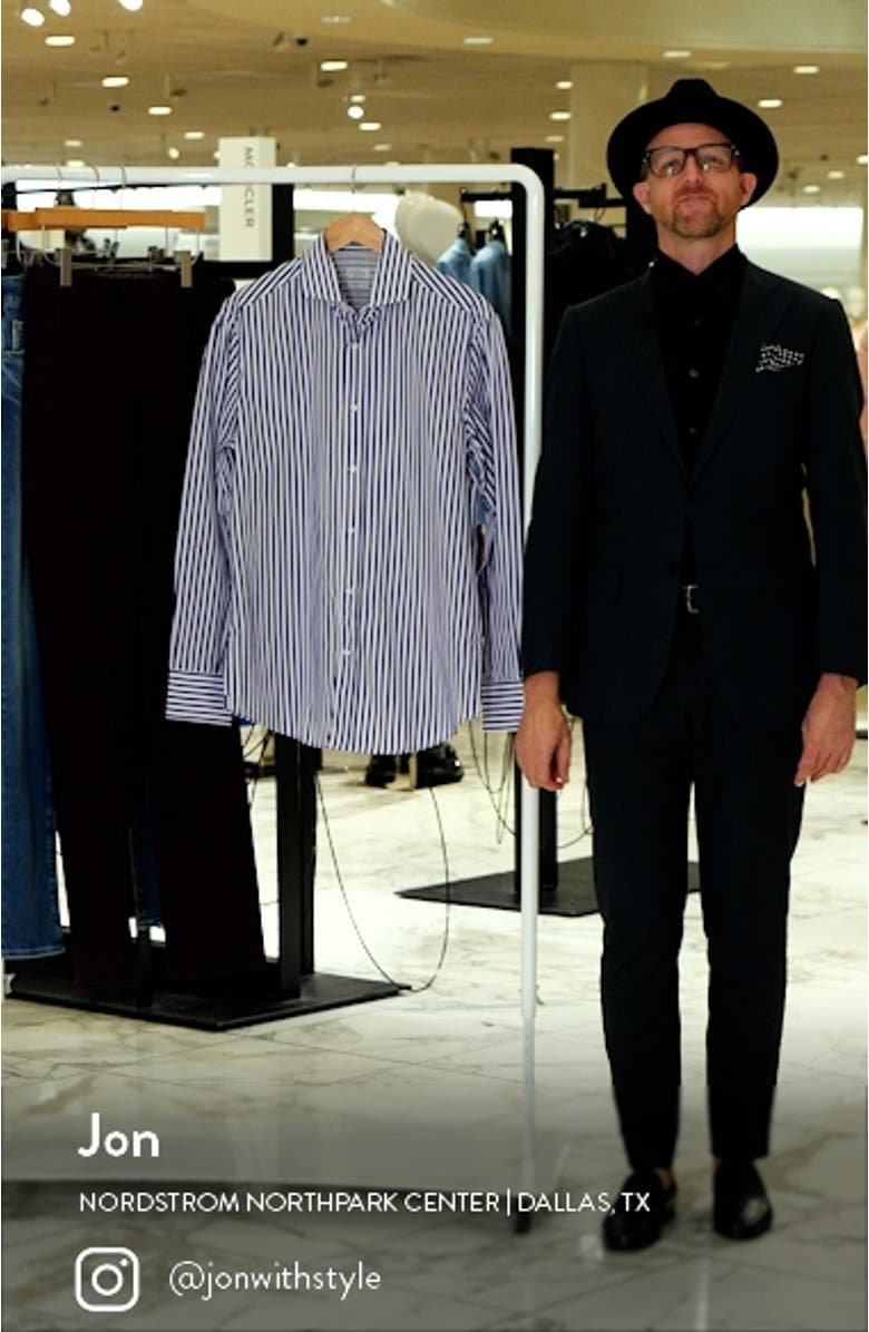 Basic Fit Stripe Button-Up Shirt, sales video thumbnail