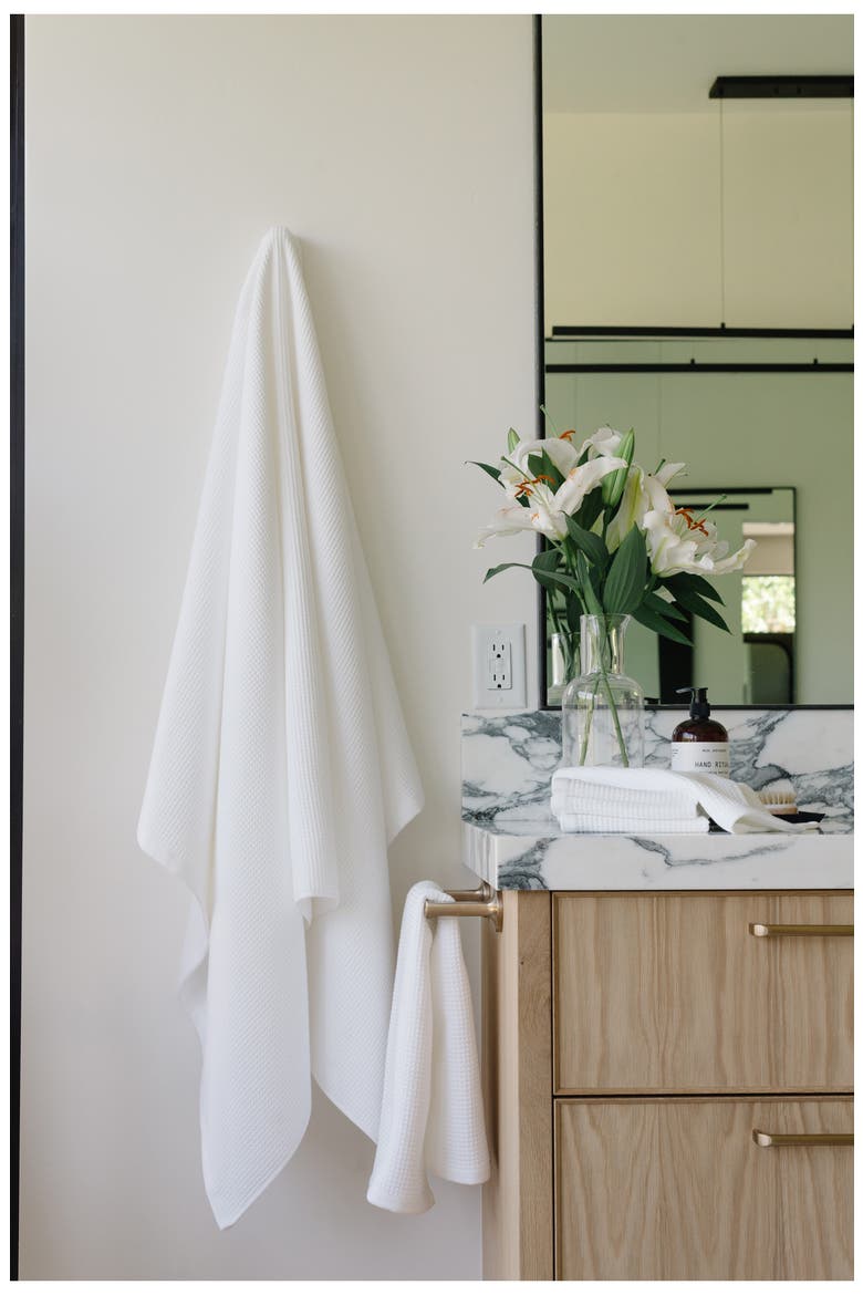 Waffle Bath Towel, Alternate, color, WHITE