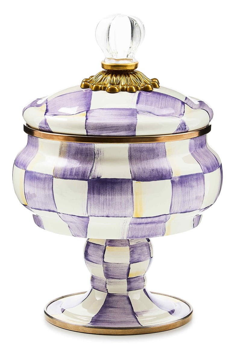 Violet Check Enameled Steel Curiosity Pot, Main, color, VIOLET