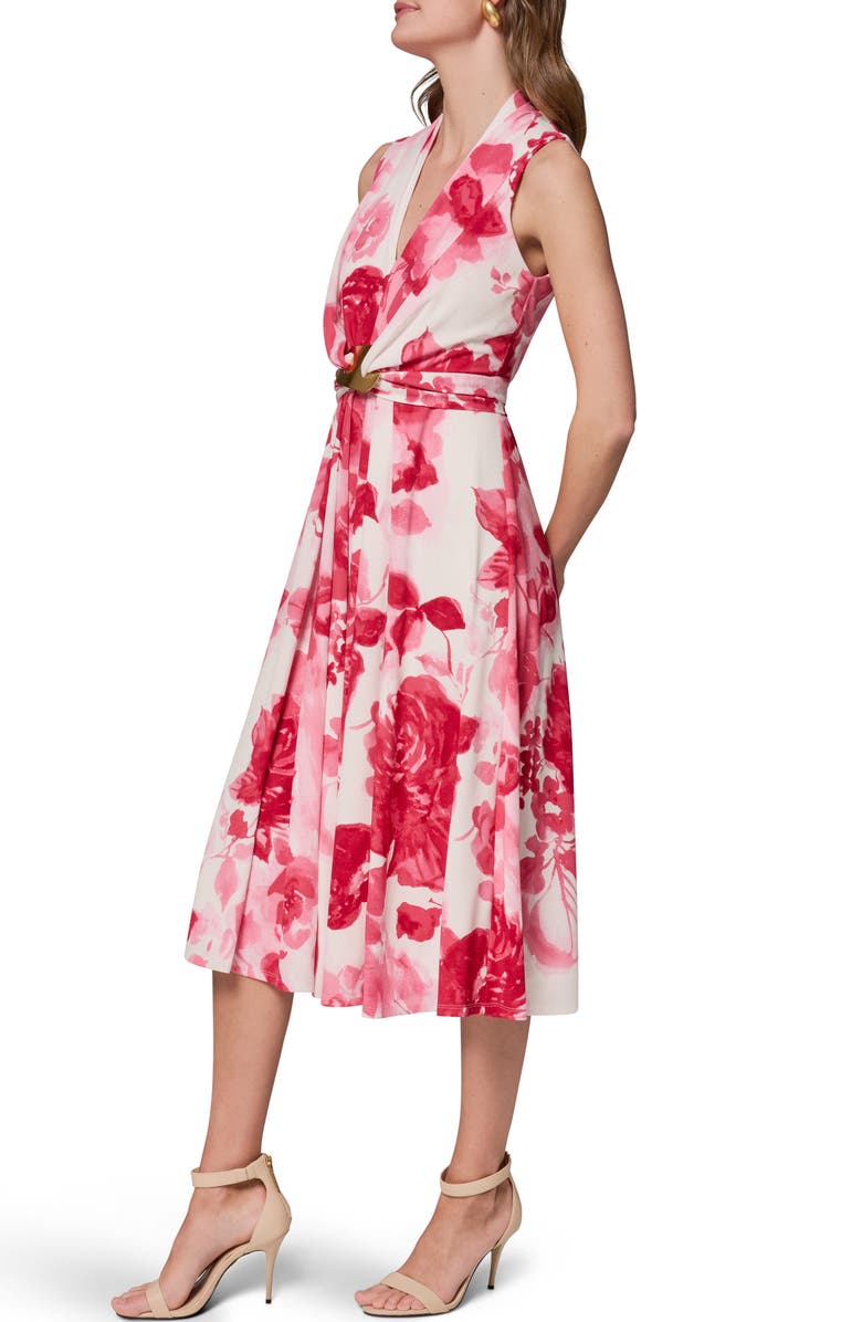 Donna Karan New York Floral Print Sleeveless Midi Dress, Alternate, color, Azalea Muli