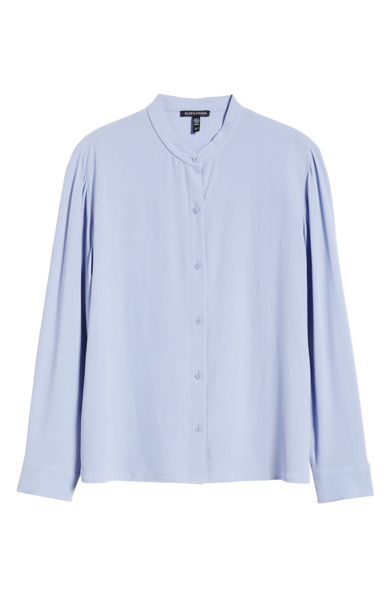 Eileen Fisher Mandarin Collar Silk Button-Up Shirt, Alternate, color,