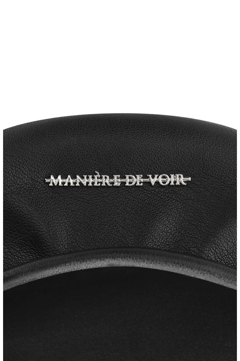 Anya Leather Beret, Alternate, color, Black