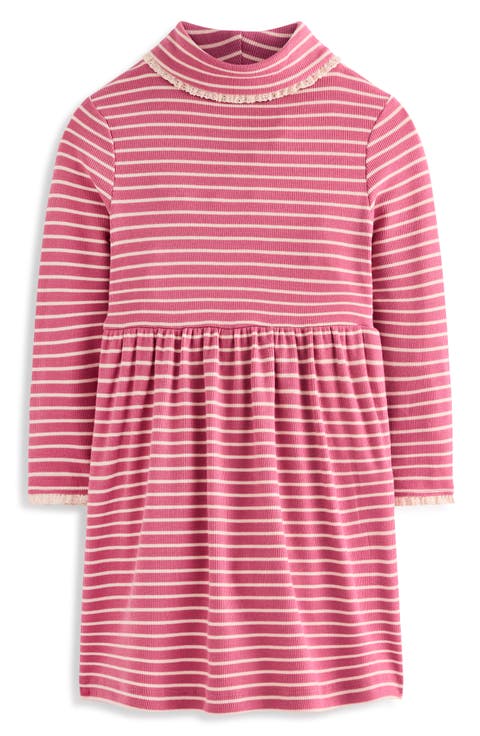 Kids' Striped Rib Mock Neck Dress