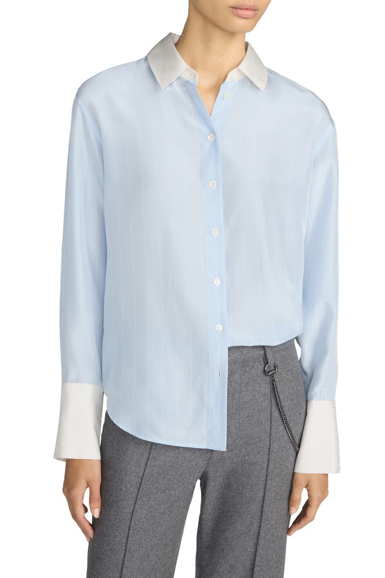 The Standard Stripe Silk Shirt, Main, color, SKY BLUE STRIPE