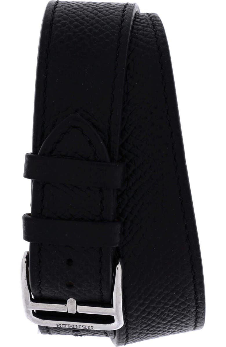 Pre-Owned Hermes Heure H Quartz Watch Stainless Steel and Leather with Diamond Bezel and Markers and Mother of Pearl 26, Alternate, color, Silver