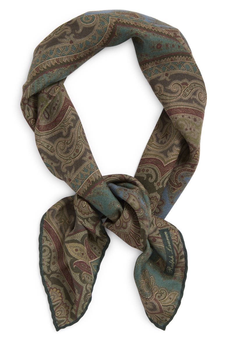 Jardin Paisley Cashmere & Silk Neckerchief, Main, color, GREEN MULTI