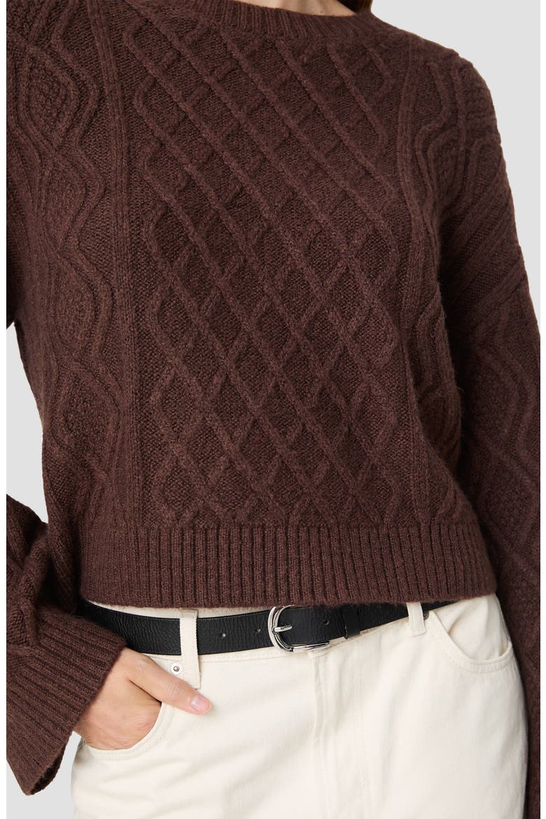 Wesley Cable Stitch Sweater, Alternate, color, COCOA BROWN