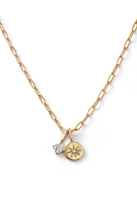 Gold Diamond Necklace - Gold Diamond Star Necklace