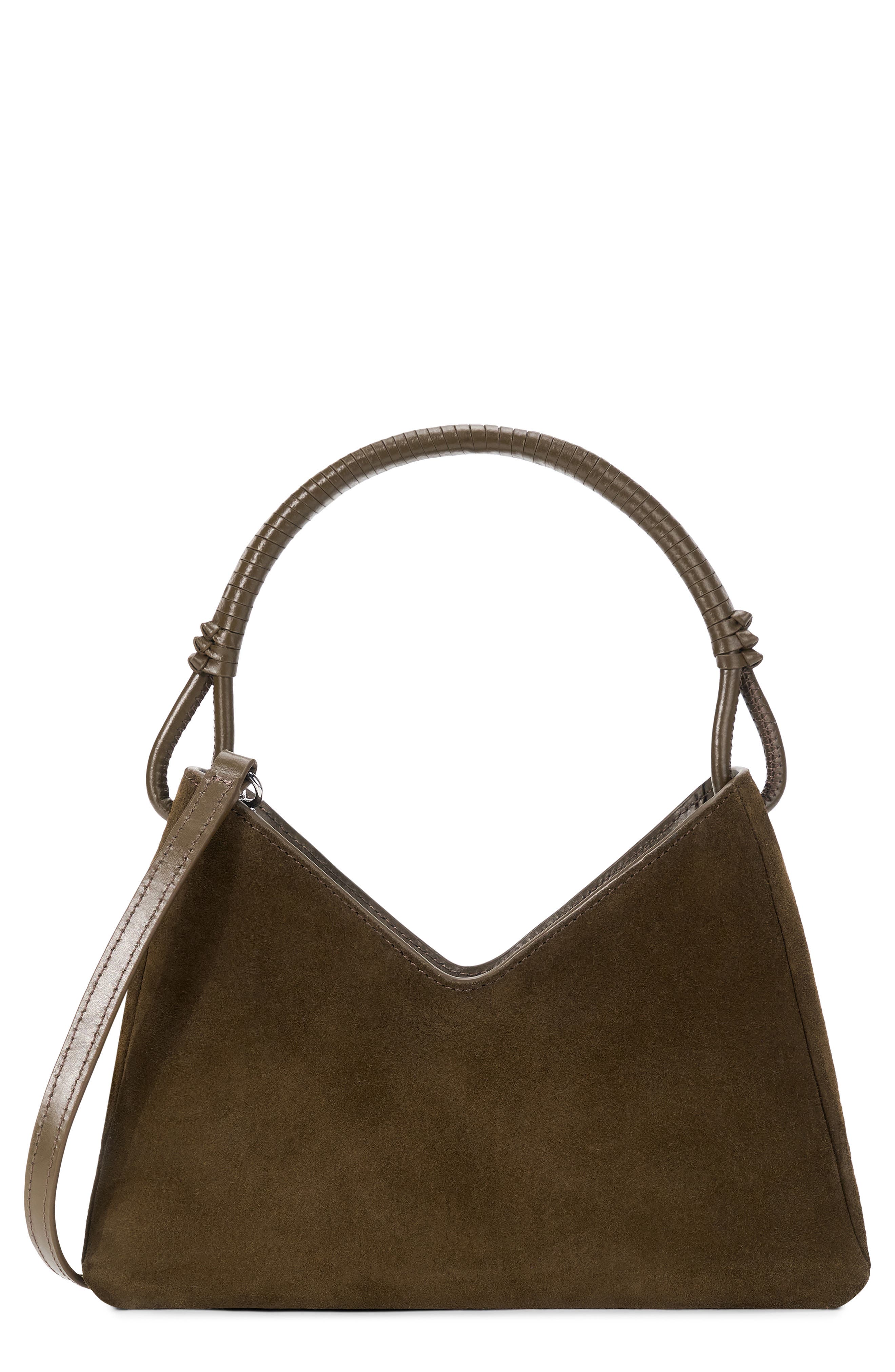 STAUD Valerie Suede Shoulder Bag, Main, color, Truffle