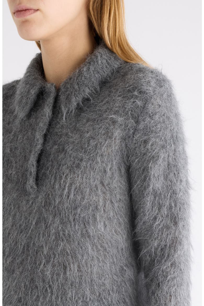 Brushed Alpaca Blend Polo Sweater, Alternate, color, SMOKY GREY