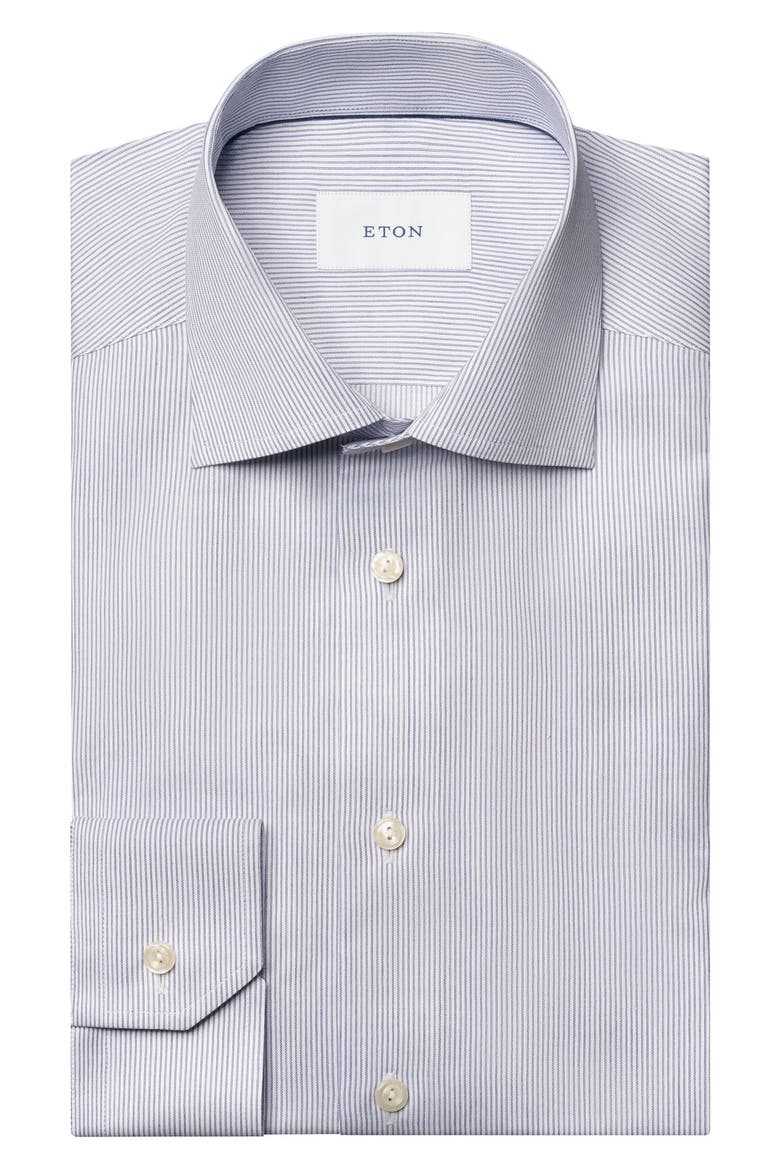 Slim Fit Stripe Cotton Dress Shirt, Alternate, color, DARK BLUE