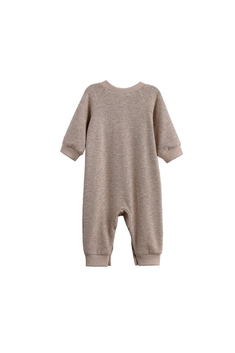Levi Long Sleeve Ribbed Knit Straight Leg Romper, Alternate, color, Brown