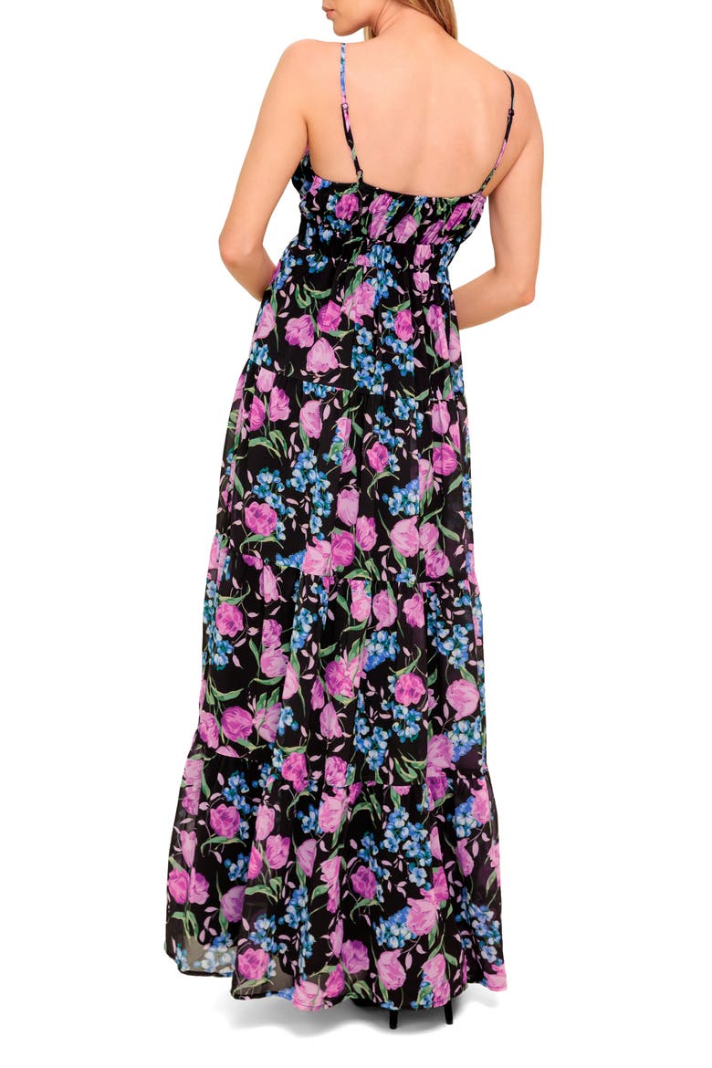 Floral Lace Maxi Dress, Alternate, color, BLACK