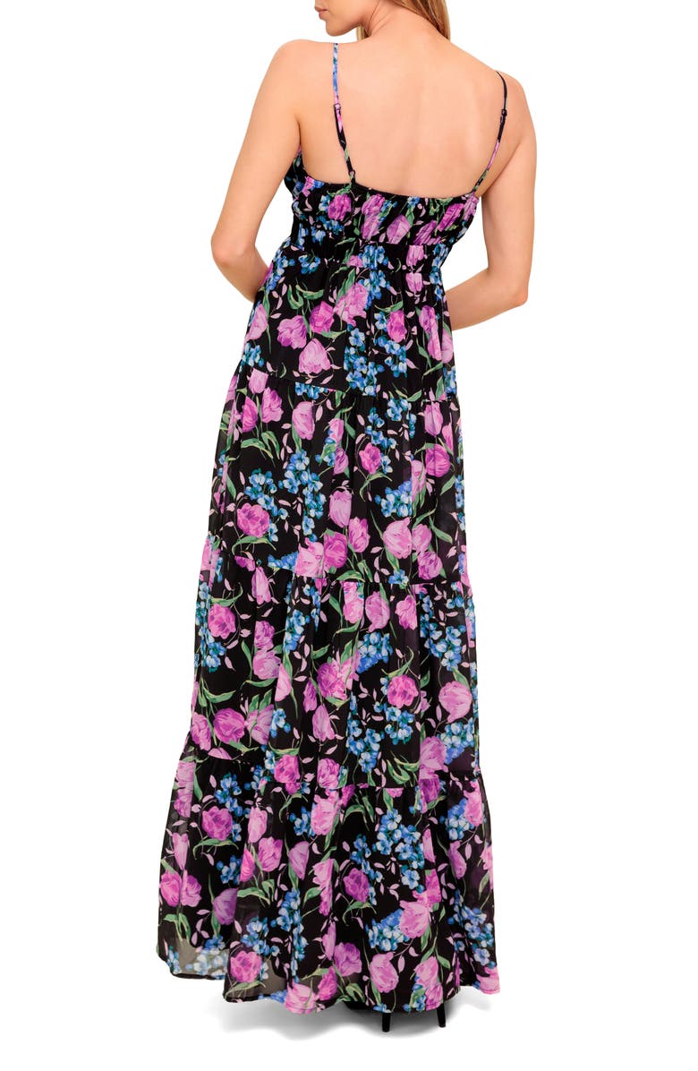 FLYING TOMATO Floral Lace Maxi Dress, Alternate, color, Black
