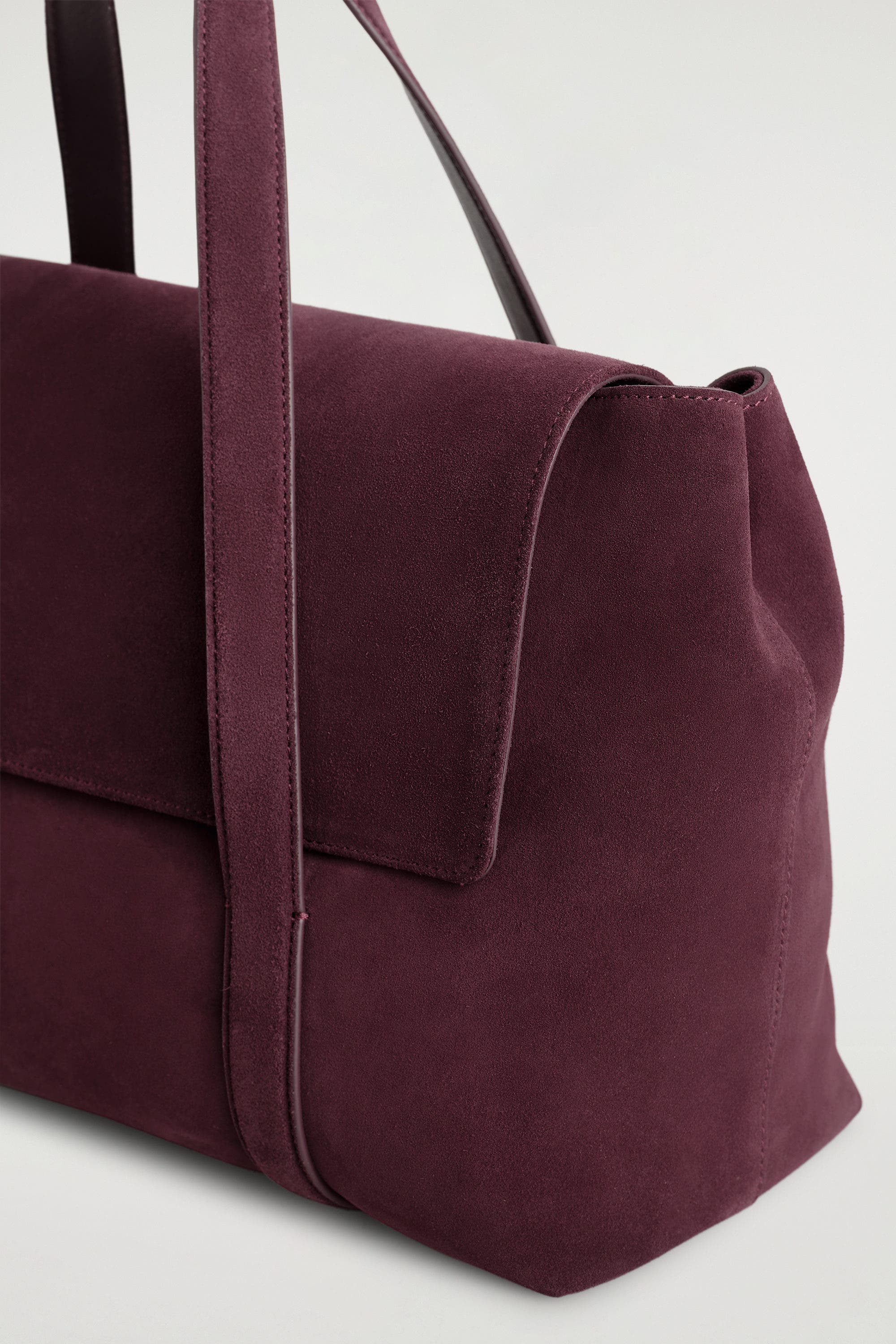 COS Easel Tote Bag - Suede, Alternate, color, Bordeaux