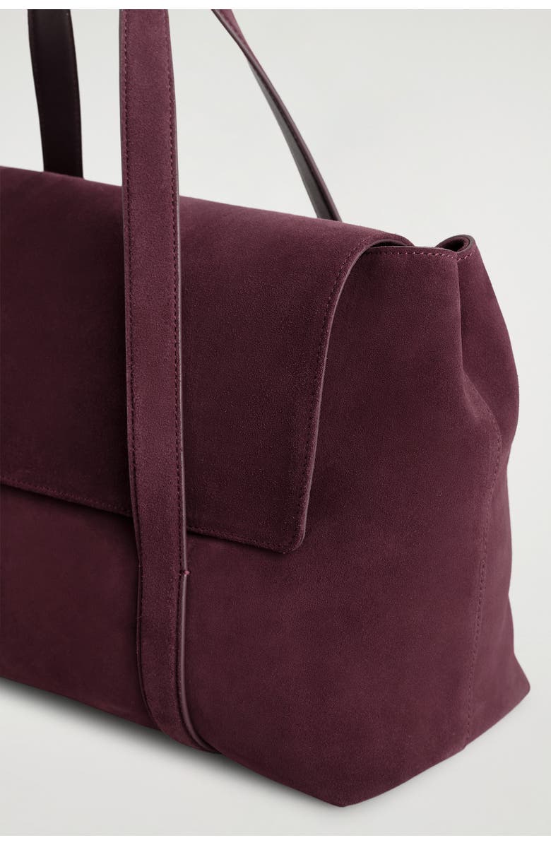 COS Easel Tote Bag - Suede, Alternate, color, Bordeaux