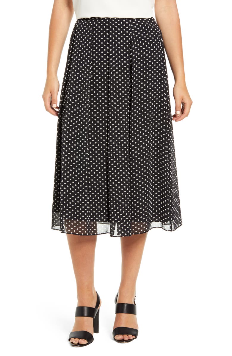 Anne Klein Dot Box Pleat Skirt, Main, color,