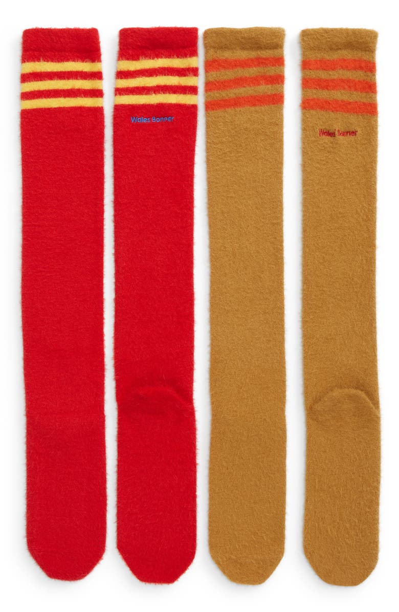 ADIDAS X WALES BONNER 2-Pack Logo Fuzzy Knee Socks, Main, color, 