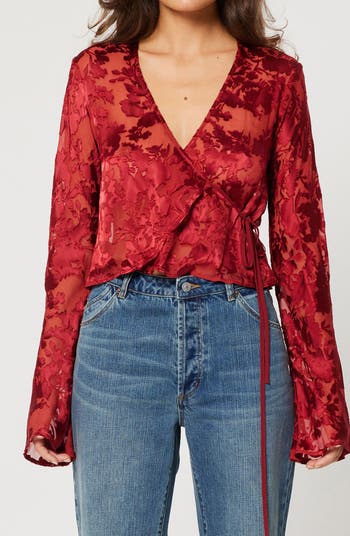 Rodeo Sheer Burnout Wrap Top