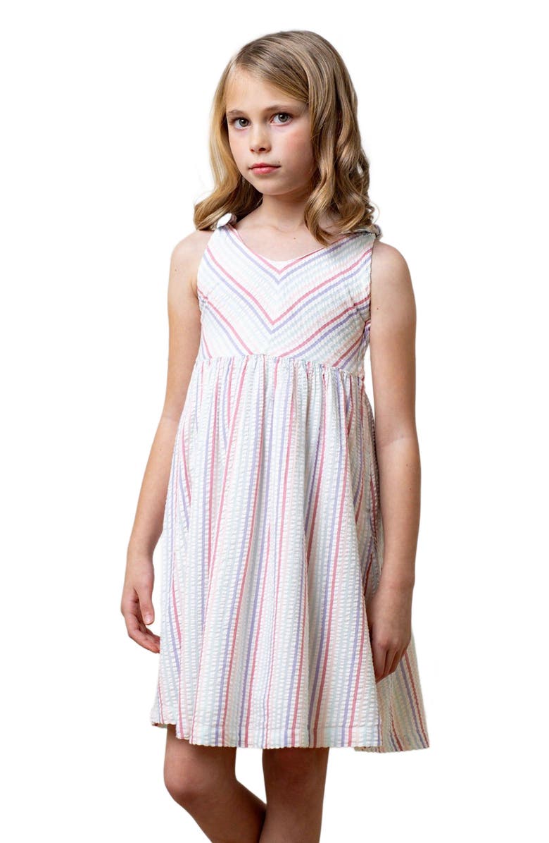 Hope & Henry Girls' Organic Seersucker Bow Shoulder Dress, Toddler, Main, color,