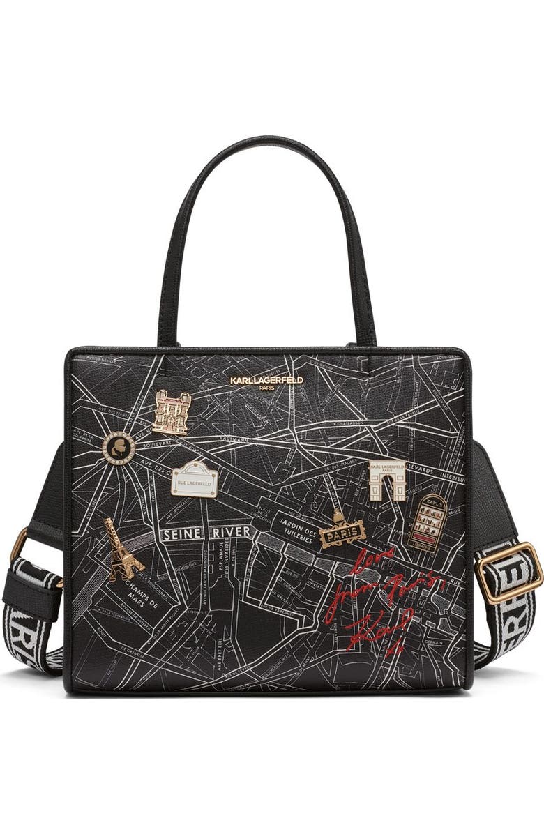 KARL LAGERFELD PARIS Maybelle Satchel, Main, color, Black Multi