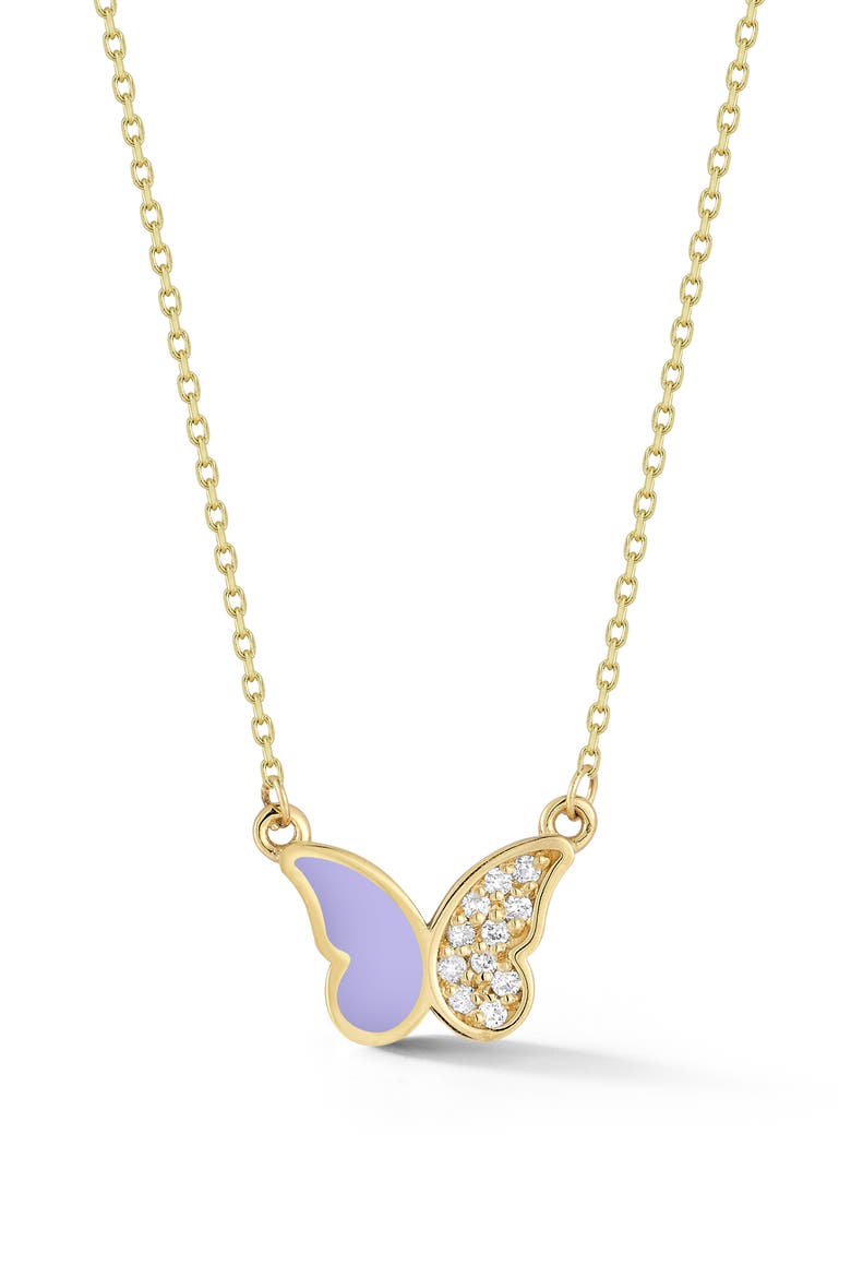 14K Gold Diamond Butterfly Pendant Necklace - 0.07ct., Main, color, GOLD