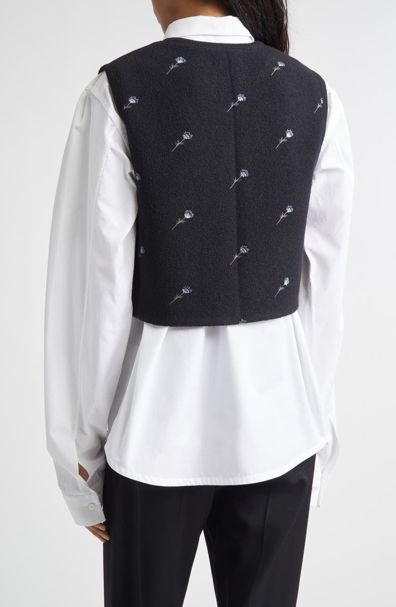 RIER Walker Floral Embroidered Wool Vest, Alternate, color, Black Flowers Felted
