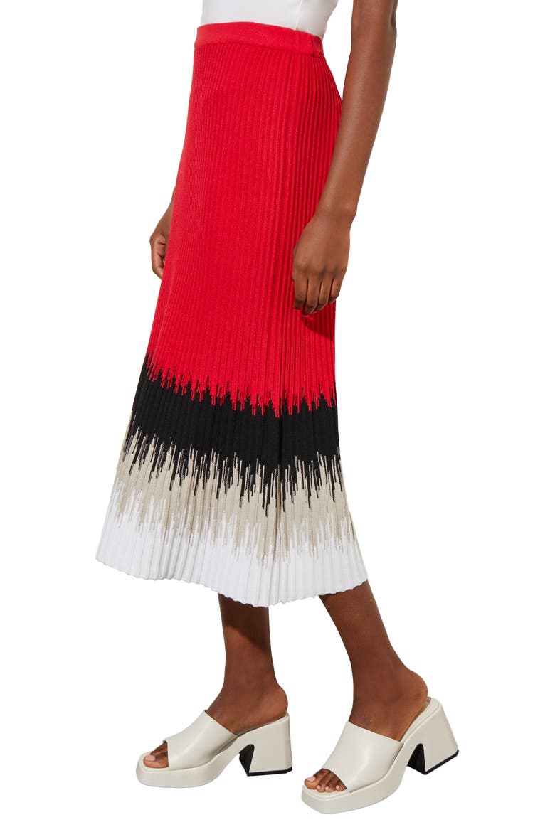 Ribbed Ombré Midi Skirt, Alternate, color, P RED/LM/BWH