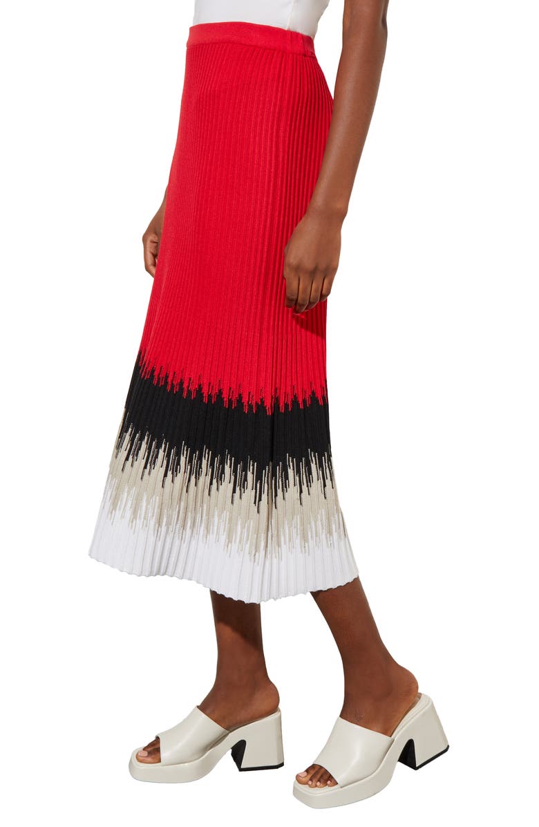 Ming Wang Ribbed Ombré Midi Skirt, Alternate, color, P Red/Lm/Bwh