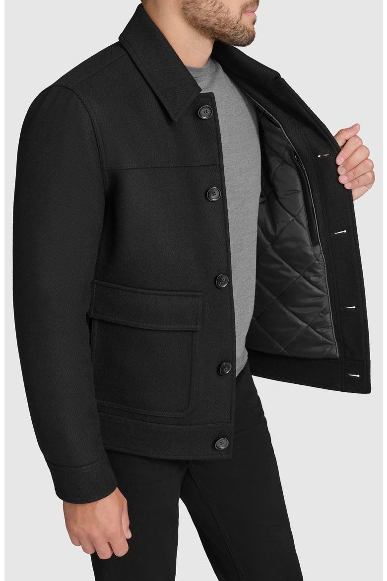 Insulated Wool Blend Twill Shirt Jacket, Alternate, color, BLACK