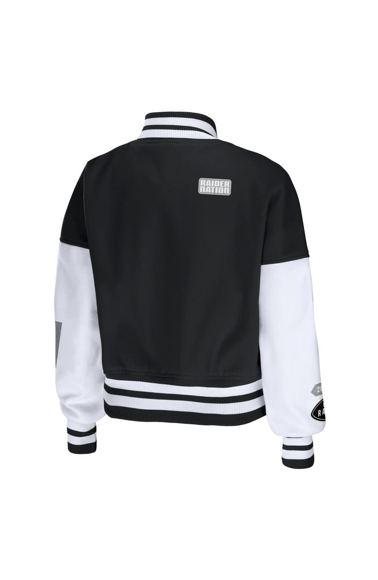 WEAR by Erin Andrews Women's WEAR by Erin Andrews Black/White Las Vegas Raiders Full-Zip Varsity Jacket, Alternate, color, Black