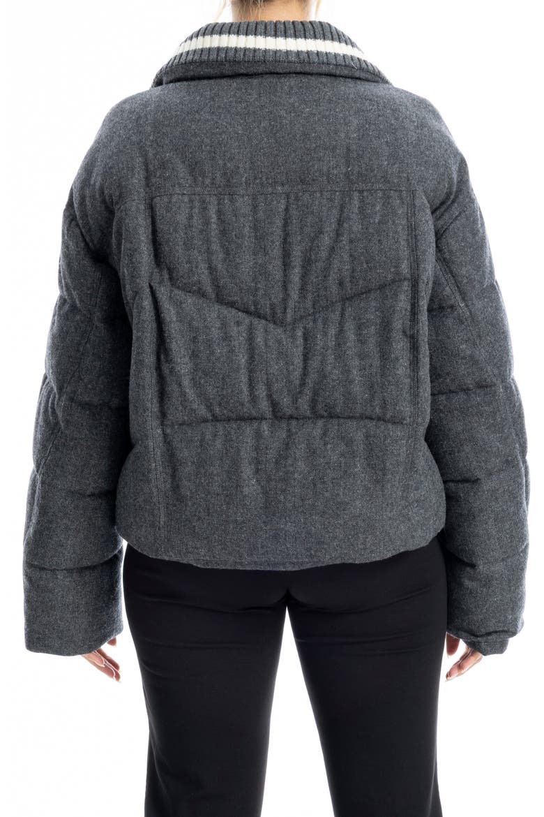 Rib Trim Crop Puffer Jacket, Alternate, color, CHARCOAL