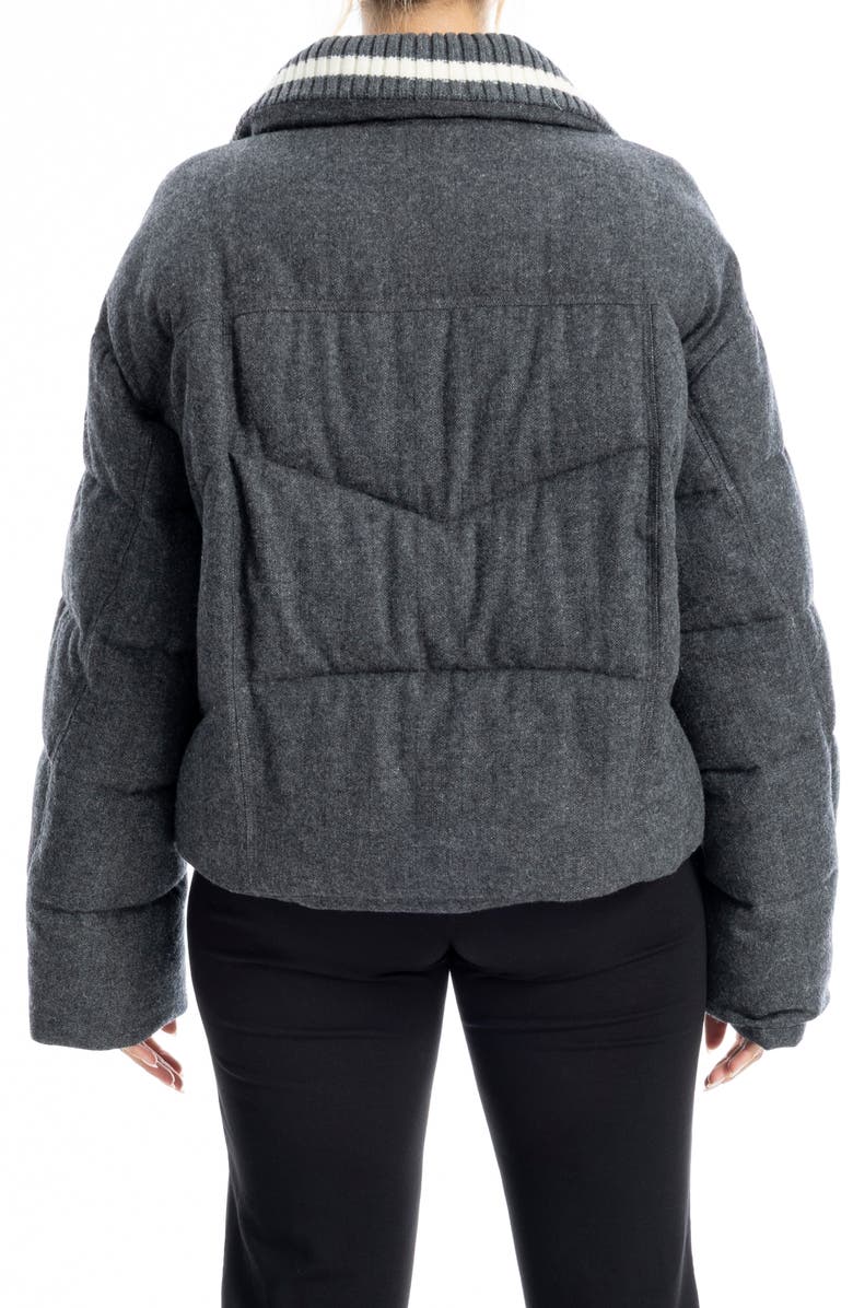 MAX STUDIO Rib Trim Crop Puffer Jacket, Alternate, color, Charcoal