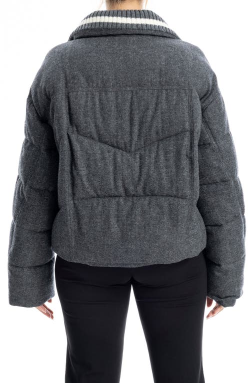 Max Studio Rib Trim Crop Puffer Jacket In Gray