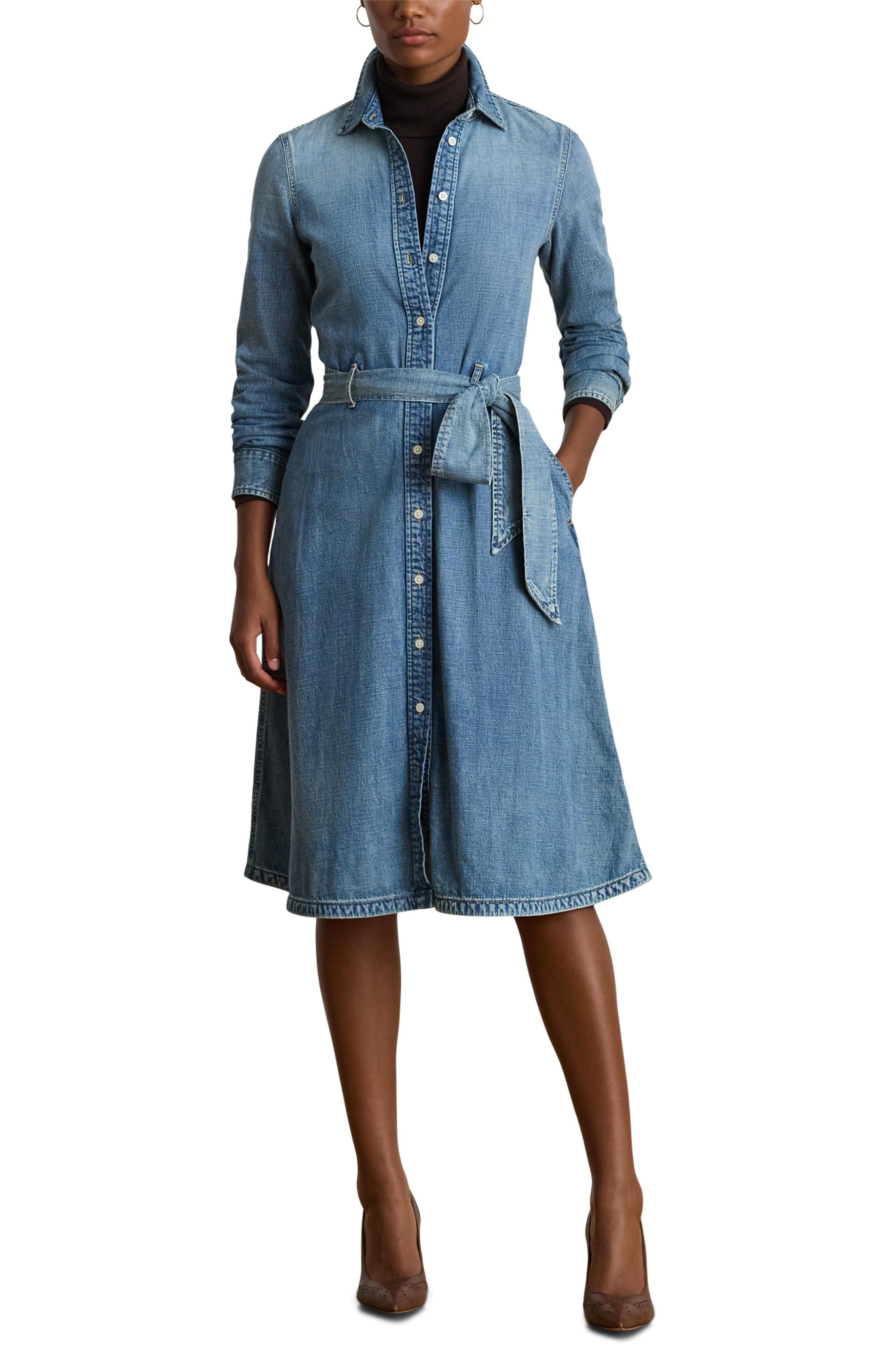 Lauren Ralph Lauren Belted Denim Shirtdress