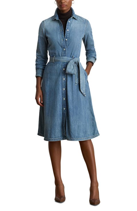 Belted Denim Shirtdress (Petite)