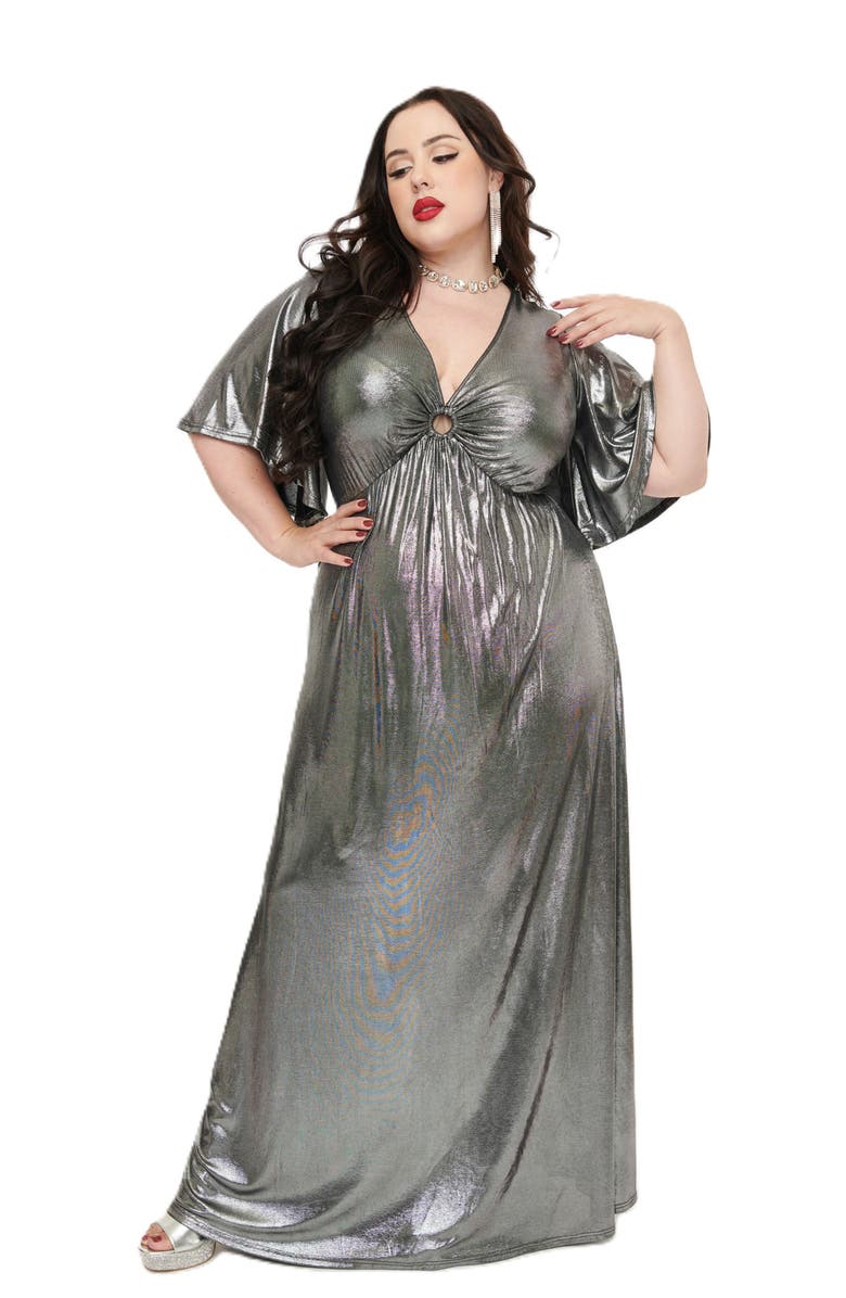 Smak Parlour Plus Size Cut Out Knit Maxi Dress, Main, color, 